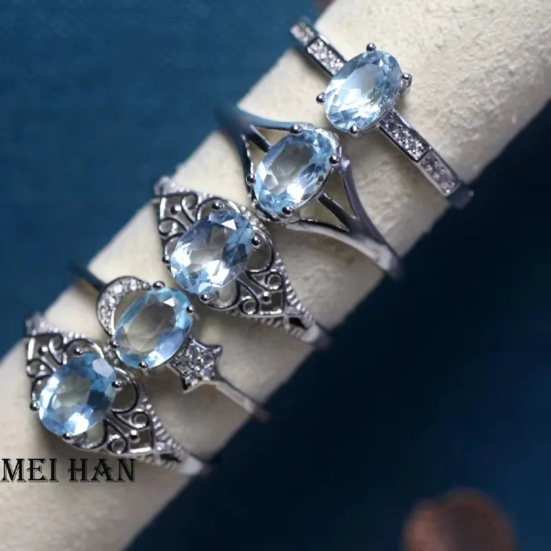 Meihan Natural Topaz Cooper Adjustable Women Ring Gem Cutting for Jewelry Making Gift