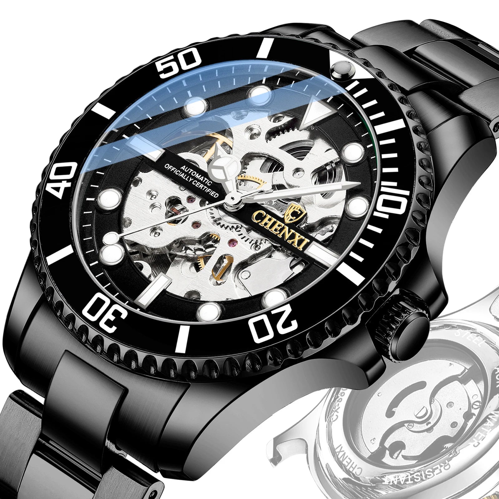 2023 Mens Watches Top Brand Luxury Visible Reloj Hombre Automatic Stainless Steel Skeleton Tourbillon Mechanical Watch for Men