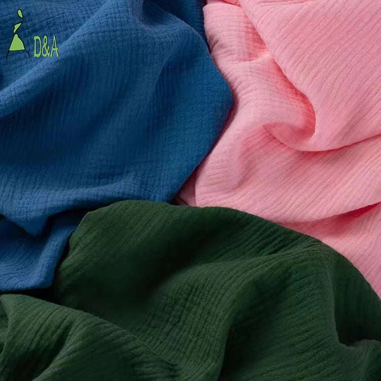 Double Gauze Baby Children's Cotton Cloth Dress Clothes Texture Crepe Cotton Linen Baby Cotton Yarn Fabric for Clothes