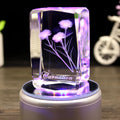 Hot Sale 3D Laser Engraving Crystal Glass Flower Cube Mother Day Gifts