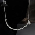 ICEBELA 925 Sterling Silver Grain Texture Women's Icebella Jewelry Short Baroque Pearl Wave Pendant Necklaces for Women