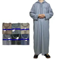 New Design Jubah Arab Islamic Clothing Stripe Pattern Robe Embroidered Caftan With Hat Hooded Moroccan Style Men Thobe