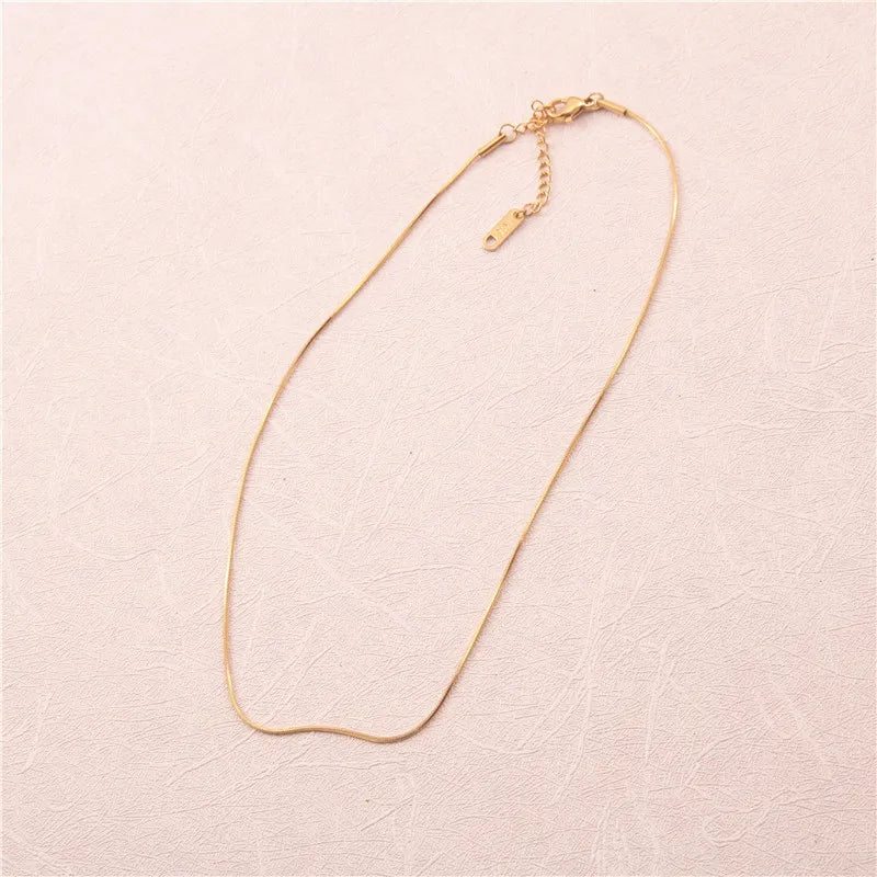 Fenny 18K Gold Plated No Fade Permanent Fine Basic Snake Chain Necklace for Women Jewelry Stainless Steel Jewelry Wholesale