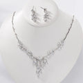 SLBRIDAL Rhinestones Crystals Cubic Zircon Wedding Jewelry Set Bridal CZ Necklace Earring Set Banquet Jewelry Set Women Jewelry