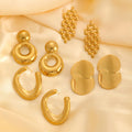 2025 Wholesale Non Tarnish Stainless Steel Earrings Retro Women 18K Gold Plated Statement Geometry Earrings