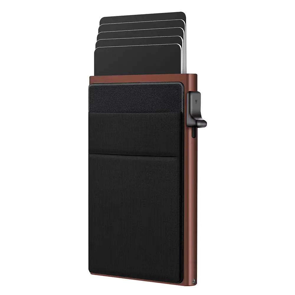 RFID Blocking Slim Automatic Pop up Bank Card Holder Wallet with Money Clip Hot Selling Gift