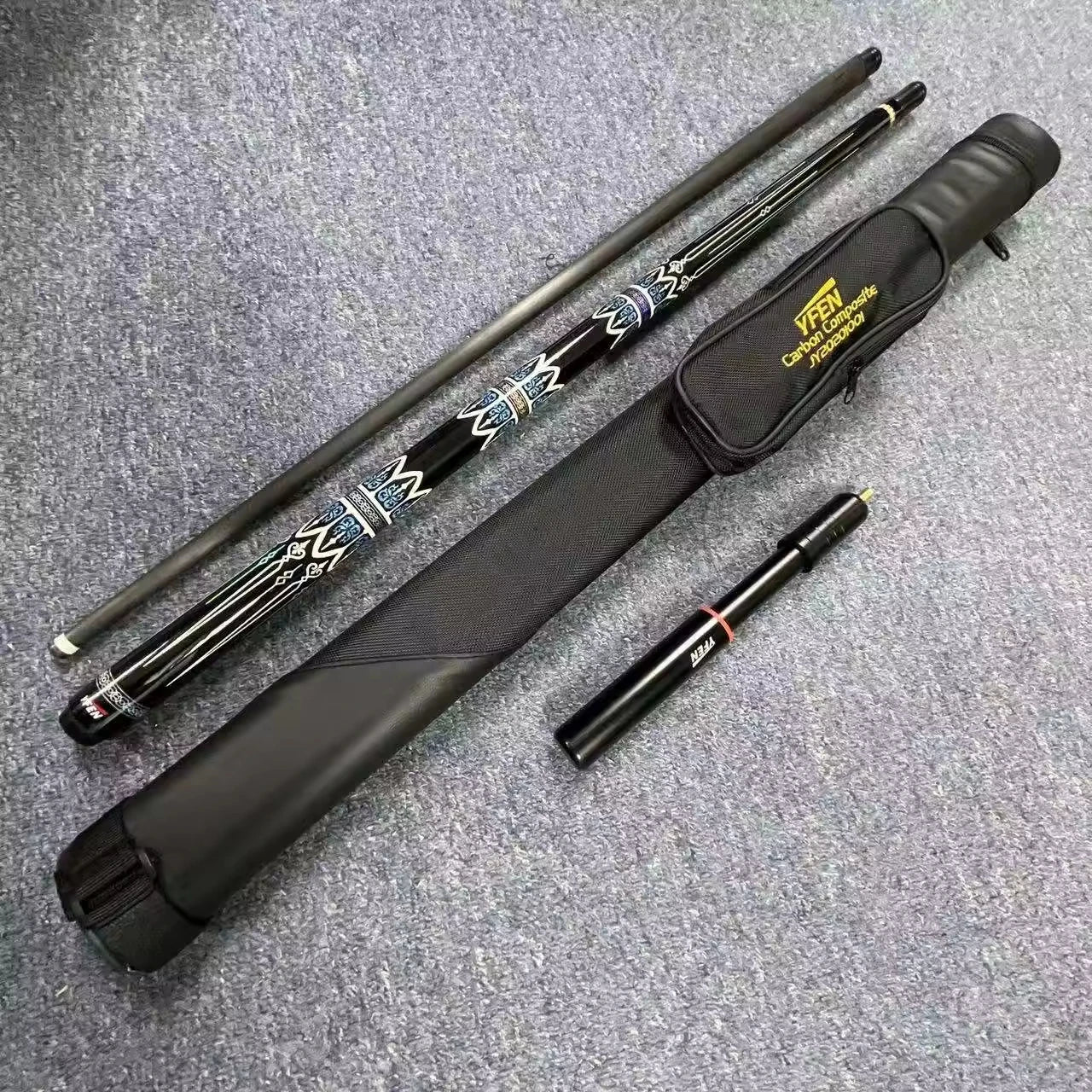 YFEN Real Carbon Fiber Pool Cue 12.5mm/11.5mm on Sale Includes Cue Case and Extension for Snooker & Billiards