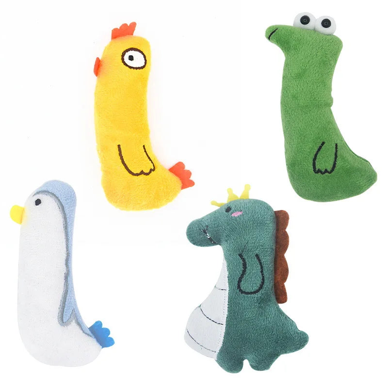 Cartoon Animal Design Interactive Cat Catnip Toys Funny for Kitten Kitty Cat Kicker Teething Chew Playing