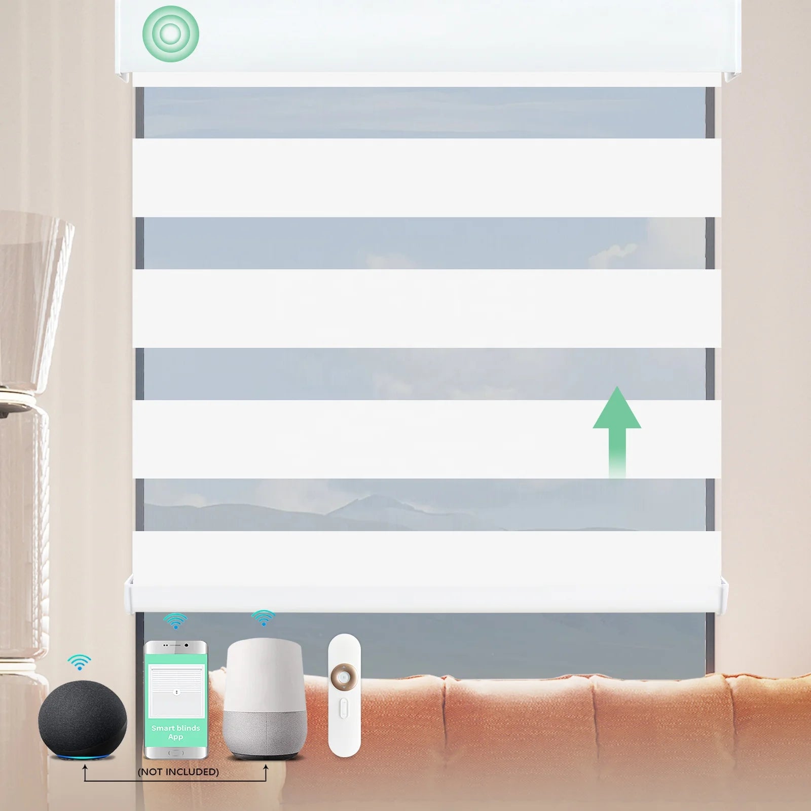 Wholesale Rechargeable Lithium Battery Dual Layer Tuya Google Alexa Compatible Smart Motorized Zebra Blinds for Window