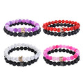 Fashion Handmade Natural Stone Beads Men Wrist Band Jewelry Empire Crown Bracelet Set