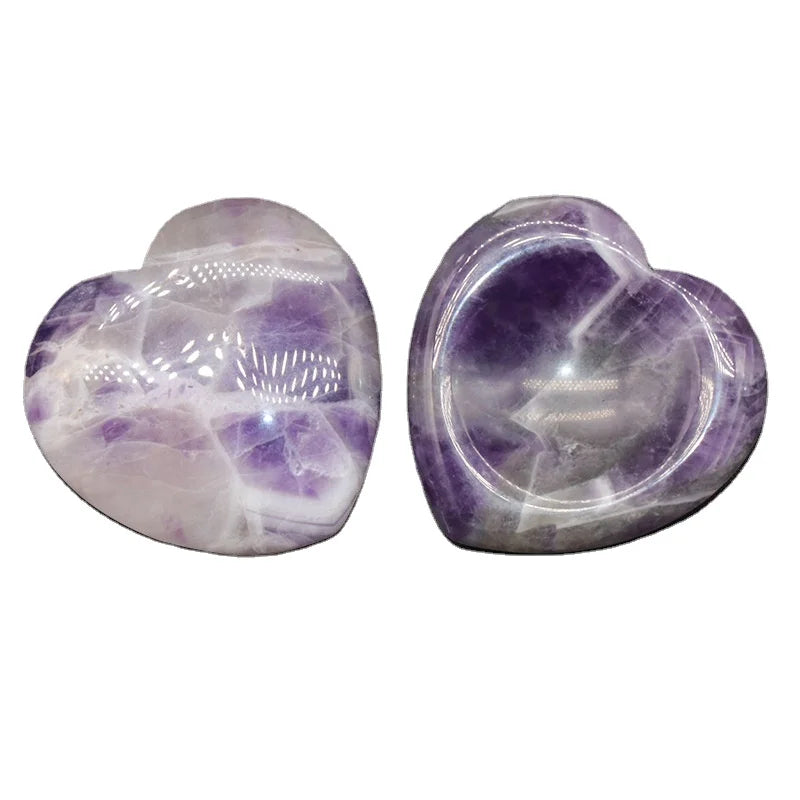 DIY 40mm Wholesale Natural Crystal Gemstone Worry Stone Heart Shaped Amethyst Healing Energy Worry Stone