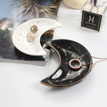Ceramic Wedding Ring Jewelry Earrings Dish Tray Moon Ring Holder Dish for Women Dressing Table Storage Plate