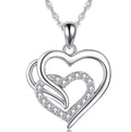 Wholesale Fine Jewelry Luxury 925 Sterling Silver Double Heart Pendant Necklace for Women