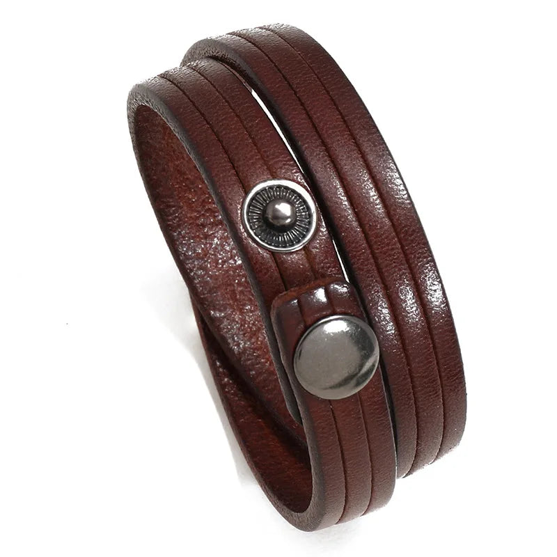 Men's Vintage Genuine Leather Fashion Bracelet Stylish Bangles for Men's Jewelry