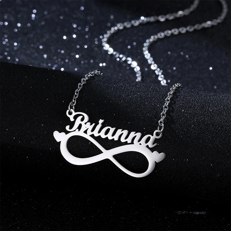 New North Custom Name Charm Necklace Stainless Steel Fashion Jewelry Silver Personalized Custom Name Infinity Pendant Necklace