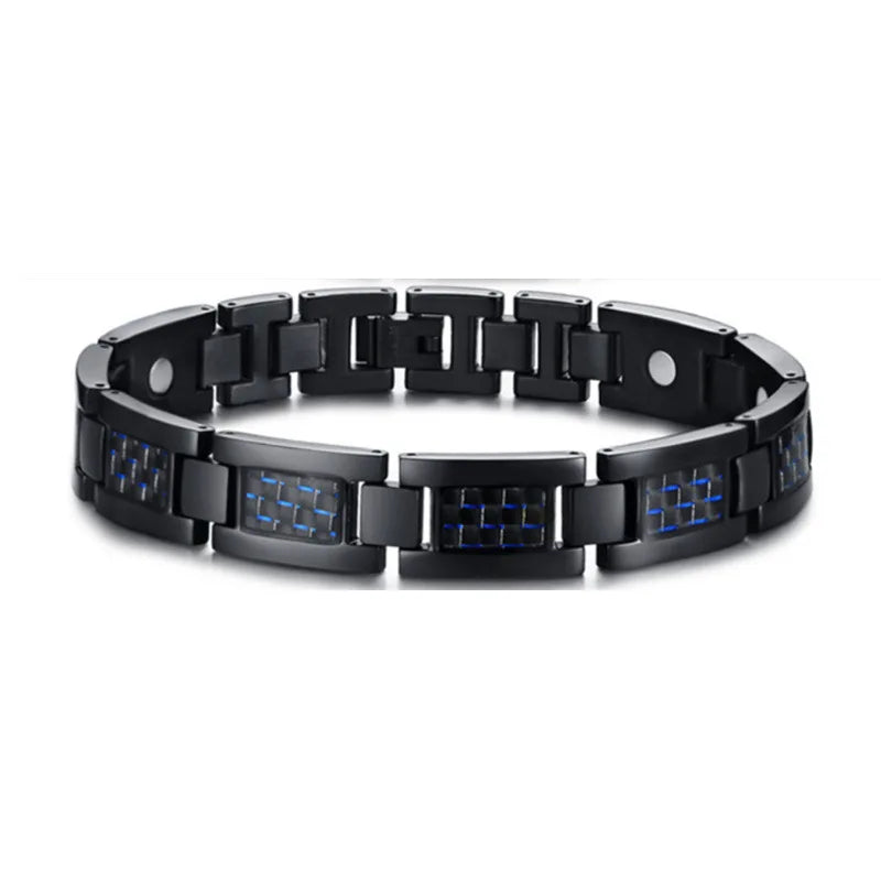 Men's Classic Stainless Steel Charm Bracelet Black for Anniversary