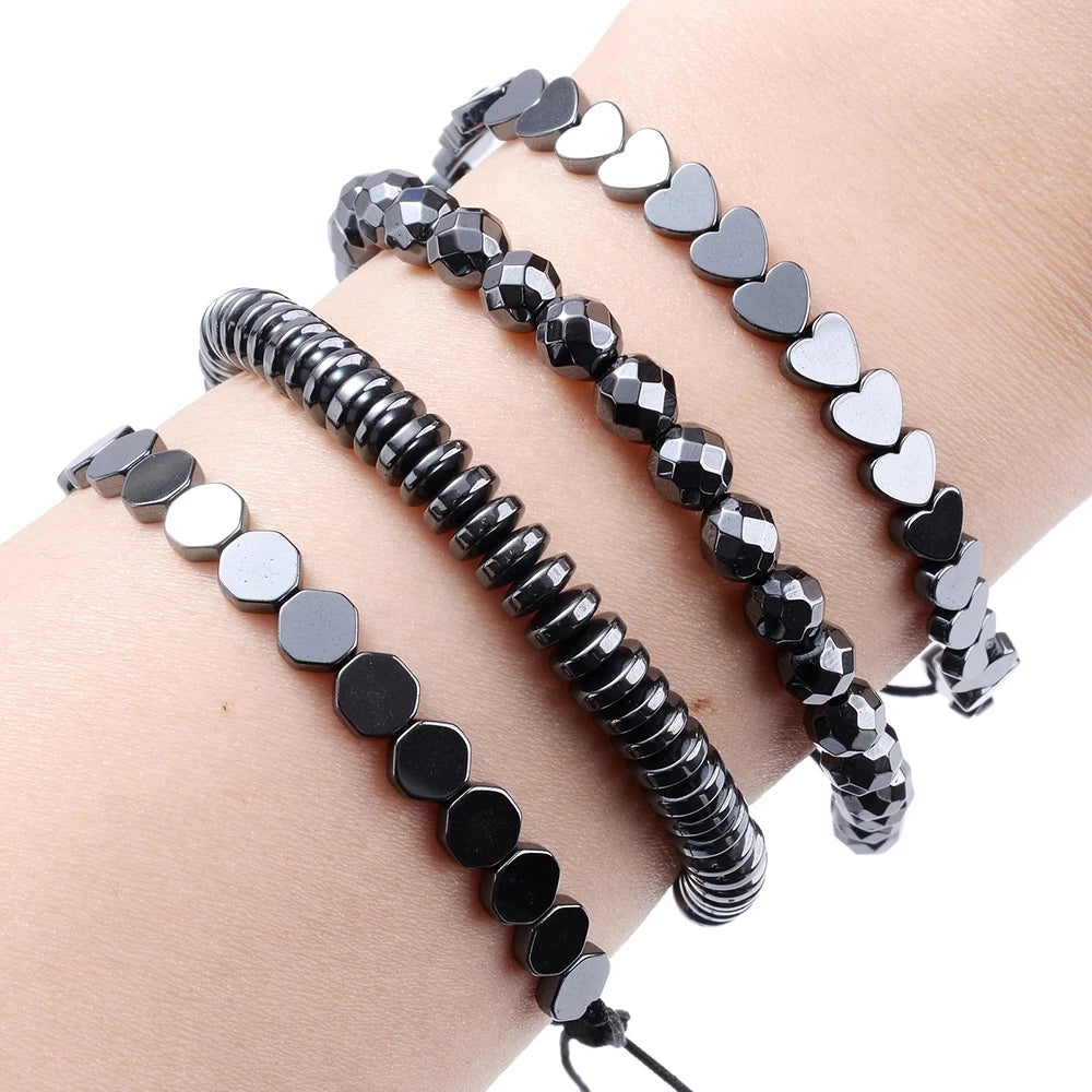 New Fashion Men's Bracelet Love Arrow & Ball Shape Black Hematite Healing Beads for Weight Loss Effective Health Jewelry Gift