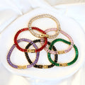 MICCI High End Stainless Steel Gold Plated Jewellery Clustered Baguette Diamond CZ Iced Out Zircon Square Tennis Chain Bracelets