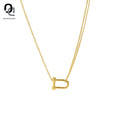 Trendy Thick Link Chain Wome Jewelry Minimalist Stainless Steel 18K Gold Plated Waterproof U Shape Horseshoe Choker Necklace