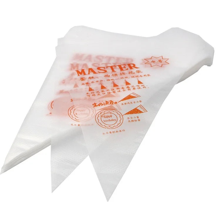 100pcs Disposable Custom Printed Pastry Bag Easy Icing Piping Bag Cake Cream DIY Decor Tool Set Dessert Baking Accessories