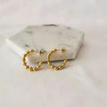 Women's Stainless Steel Tiny Balls Beads Gold Plated Beaded Hoop Earrings Hypoallergenic Stud Earrings with Zircon Stone