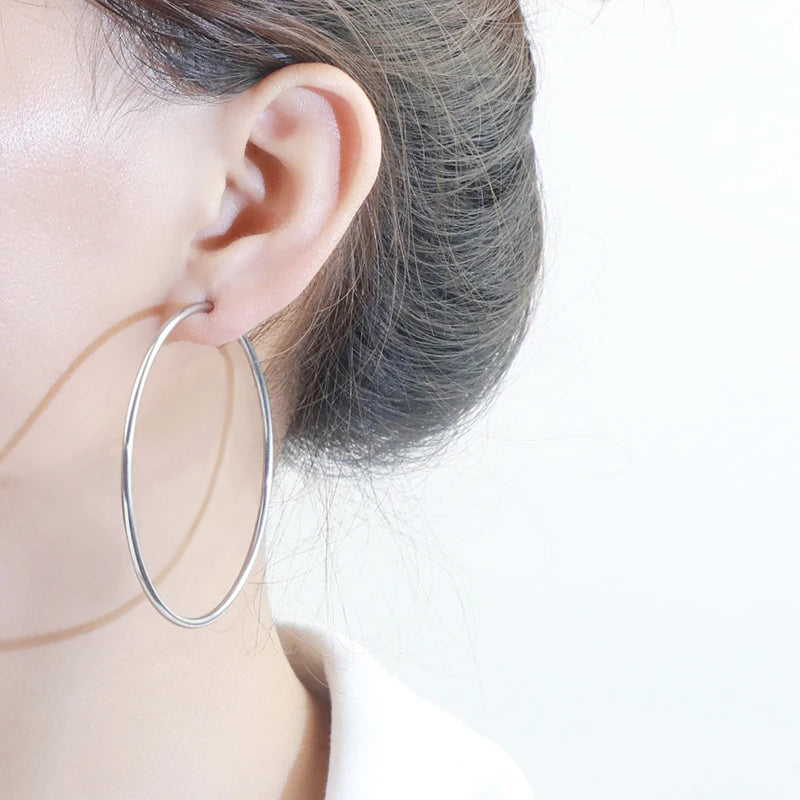 18K Gold Plated Stainless Steel Clip-On Spring Hoop Earrings for Women Classic Style-Non-Pierced Earrings