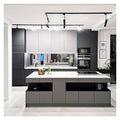 Ready to Assemble  Automatic Lifting Valued Matt Pantry Modular Flat Pack Grey Oak Solid Wood Kitchen Cabinet