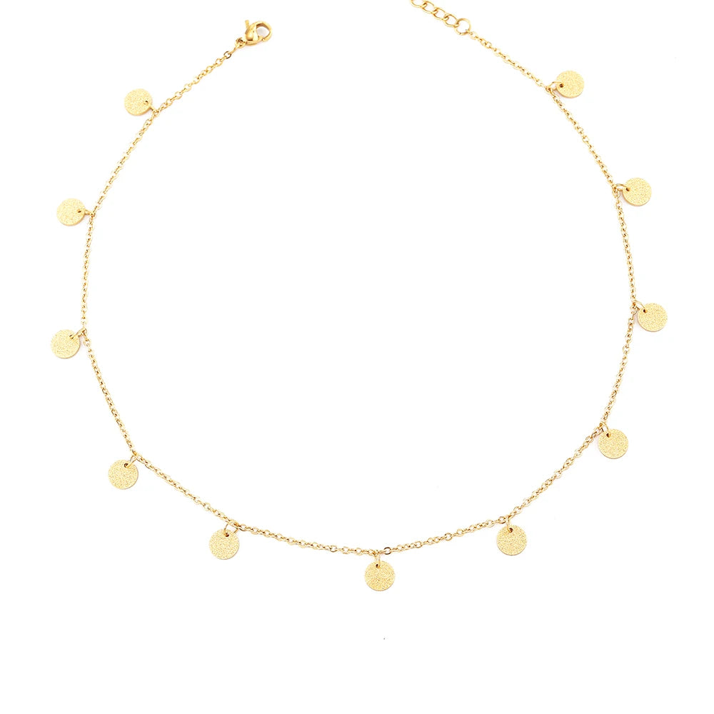 Stainless Steel Silver Plated Trendy 6mm Kalea Choker Necklace Small Sparkler Multi Charms Link Bling Bling Effect Woman Pendant