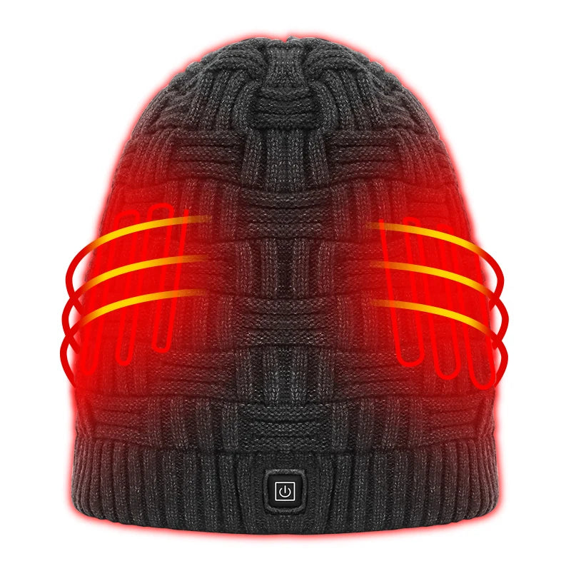 Rechargeable Battery Operated  Heated Hat Men Women Winter Heating Hat Cold Weather Thermal Beanies Heated Hat