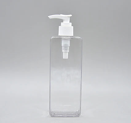 300ml Square Shape Clear PET Cosmetic Plastic Bottle with Pump for Hand Sanitizer Skincare Lotion Body Care Moisturizer Bottle