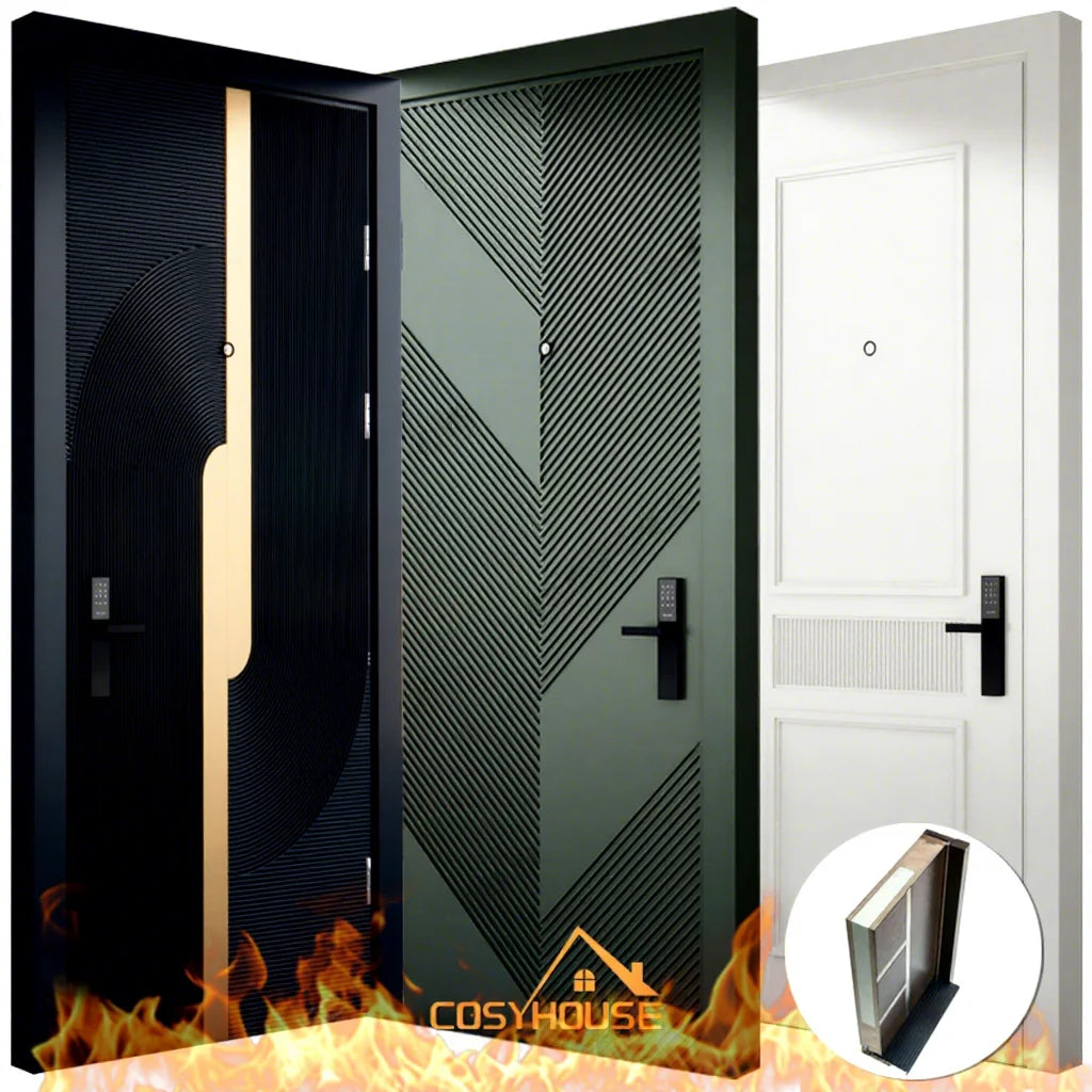 Cosyhouse Premium Fire Rated Solid Wood Interior Door Custom Fireproof Apartment Hotel Bedroom Villa High End Interior