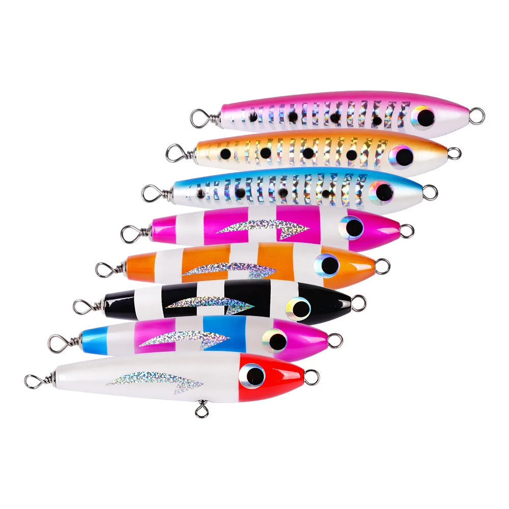 Wood Artificial Fishing Bait 2.1Oz 8.5Inch Lure Popper 3D Simulation Eye Topwater Lure