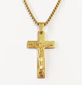 Jesus 14k Gold Plated Saint Benedict Religious Cross Pendant Catholic Crucifix Necklace for Men
