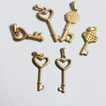Women Dainty Key Charm Pendant Stainless Steel 18k Real Gold Plated Religious Saint Christopher Key Charm Heart Key Pendant