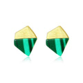 Minimalist Gemstone Jewelry 925 Sterling Silver Women Simple Geometric Irregular Malachite Stud Earrings For Girls
