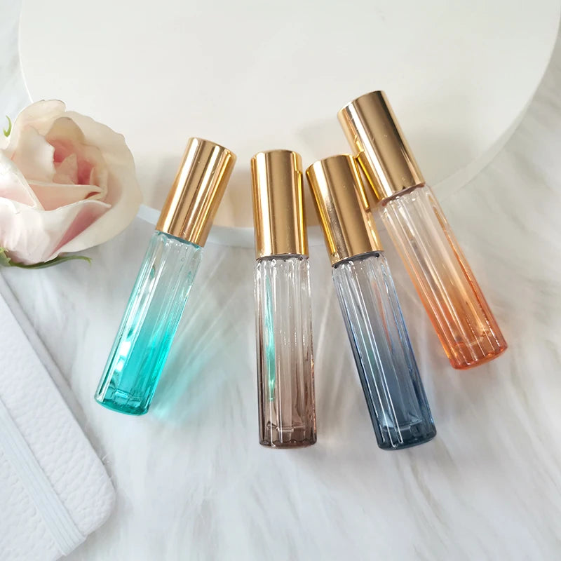 Special Shape 3ml Gradient Color Small Roll on Perfume Bottle Empty Sample Glass Bottle with Plastic Roller for Essential Oils