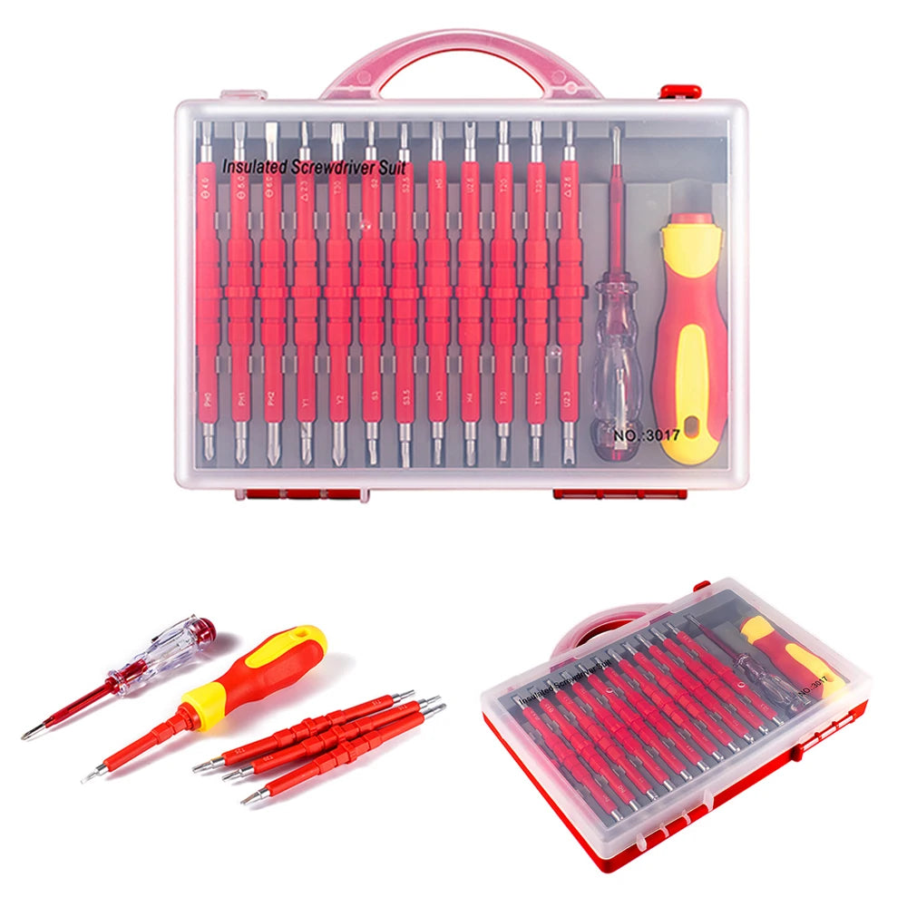 14pcs Insulated Plastic Handle Screwdriver Bit VDE Multi Tool Set Precision Insulated Screwdriver Set