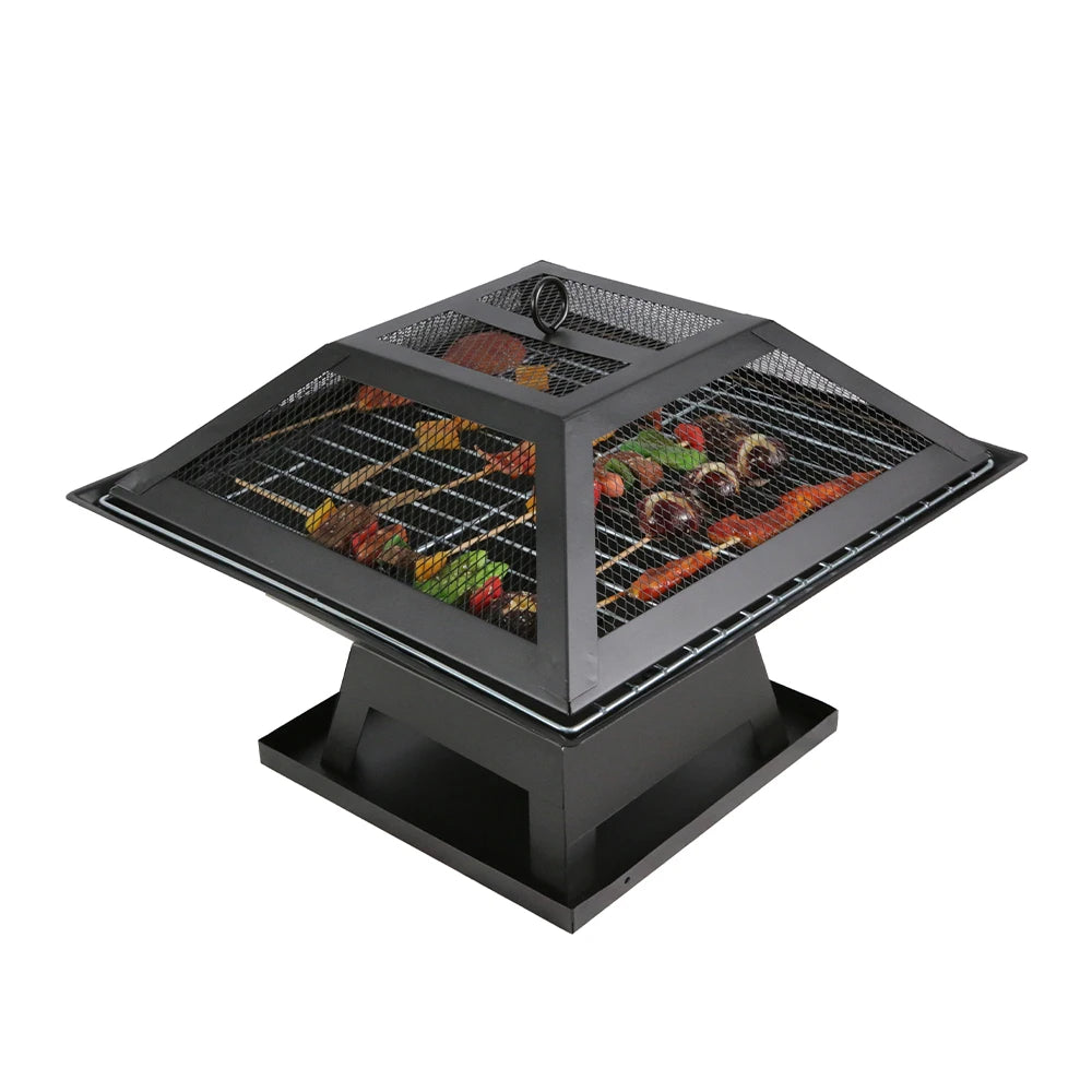 Outdoor and Indoor Iron Fire Pit Grill Wood Burning and Charcoal Barbecue Equipment for Your Outdoor & Indoor BBQ Tool