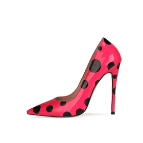 Designer Famous Brand Women's Polka Dot Pointed Toe Stiletto Heels 12CM Slip-On Shallow Mouth Elegant Party Pumps