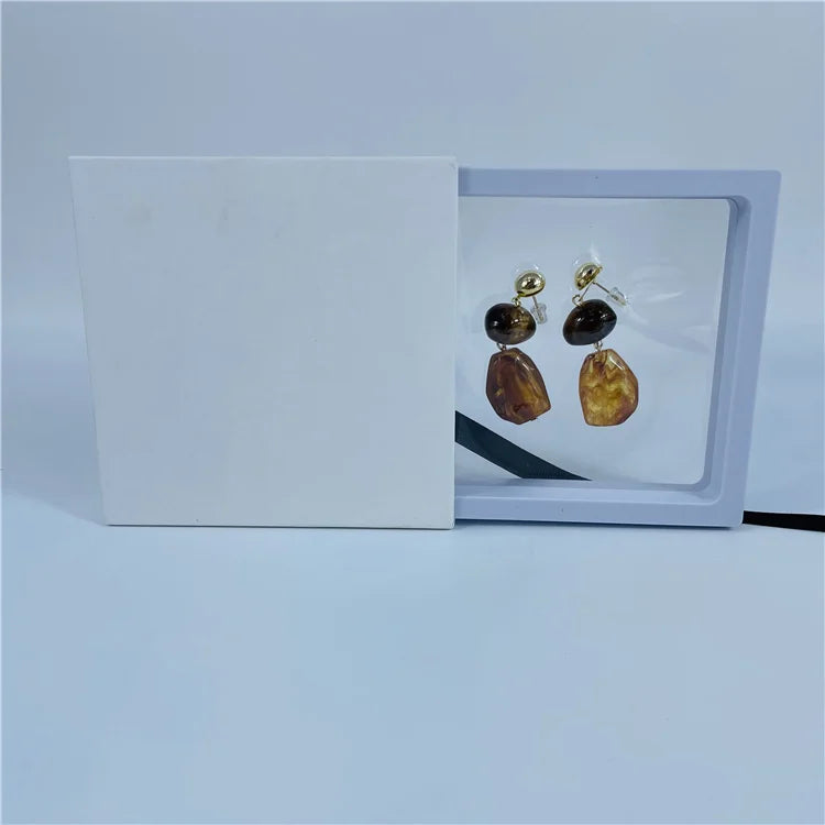 Recyclable White Gift Jewelry Plastic Keychain Storage Display Box Small Packaging Sliding Drawer Packing Box for Pendant