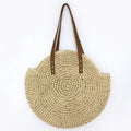 Summer Bohemian Fashion Lady's Large Capacity Woven Tote Handbag Zip Closure Beach Basket Shoulder Bag Two Handles for Travel