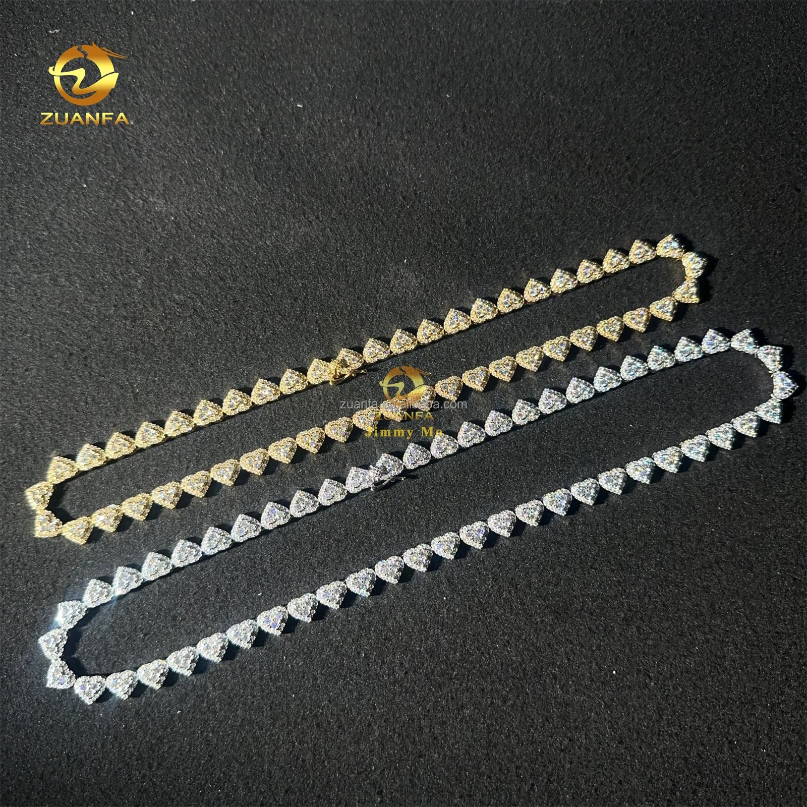 Bulk Stock Fashion GRA Certificates 925 Silver Iced Out Hip Hop VVS1 Moissanite Diamond Cluster Heart Shape Cuban Tennis Chain