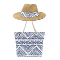 Canvas Tote Bag and Panama Hat Set 2024 New Design Fashion Women Spring Summer Matching Zipper Portable Beach Bag