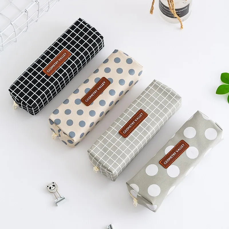 Fresh Canvas Pencil Pouch Bag Student Large Capacity Pencil Case With Stationery
