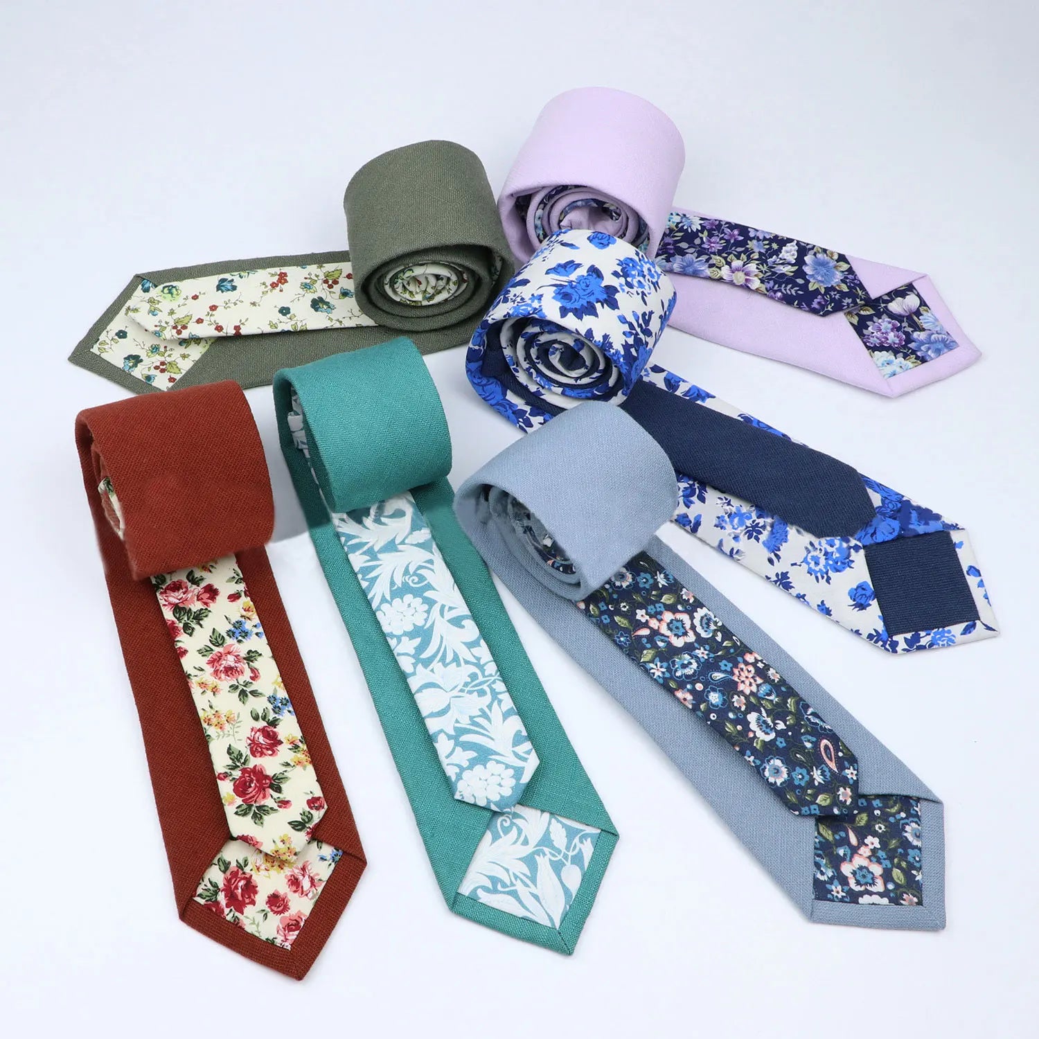 Fashion Mens Floral Cotton Necktie Flower British Style Plaid Check Ties Slim Narrow for Men