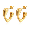 Stainless Steel Heart Stud Earrings Women 18K Gold Plated Jewelry Versatile Geometric Metal Love Earrings
