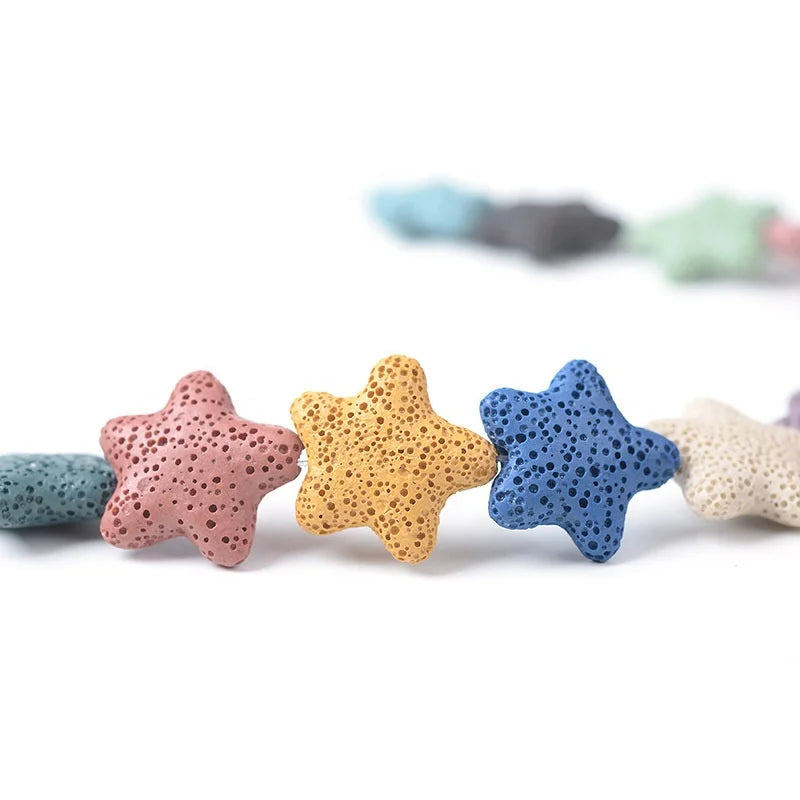 Wholesale 20mm 23mm 40mm Multicolor Lava Volcanic Rock Loose Spacer Beads Jewelry S Making Starfish 20mm Necklace