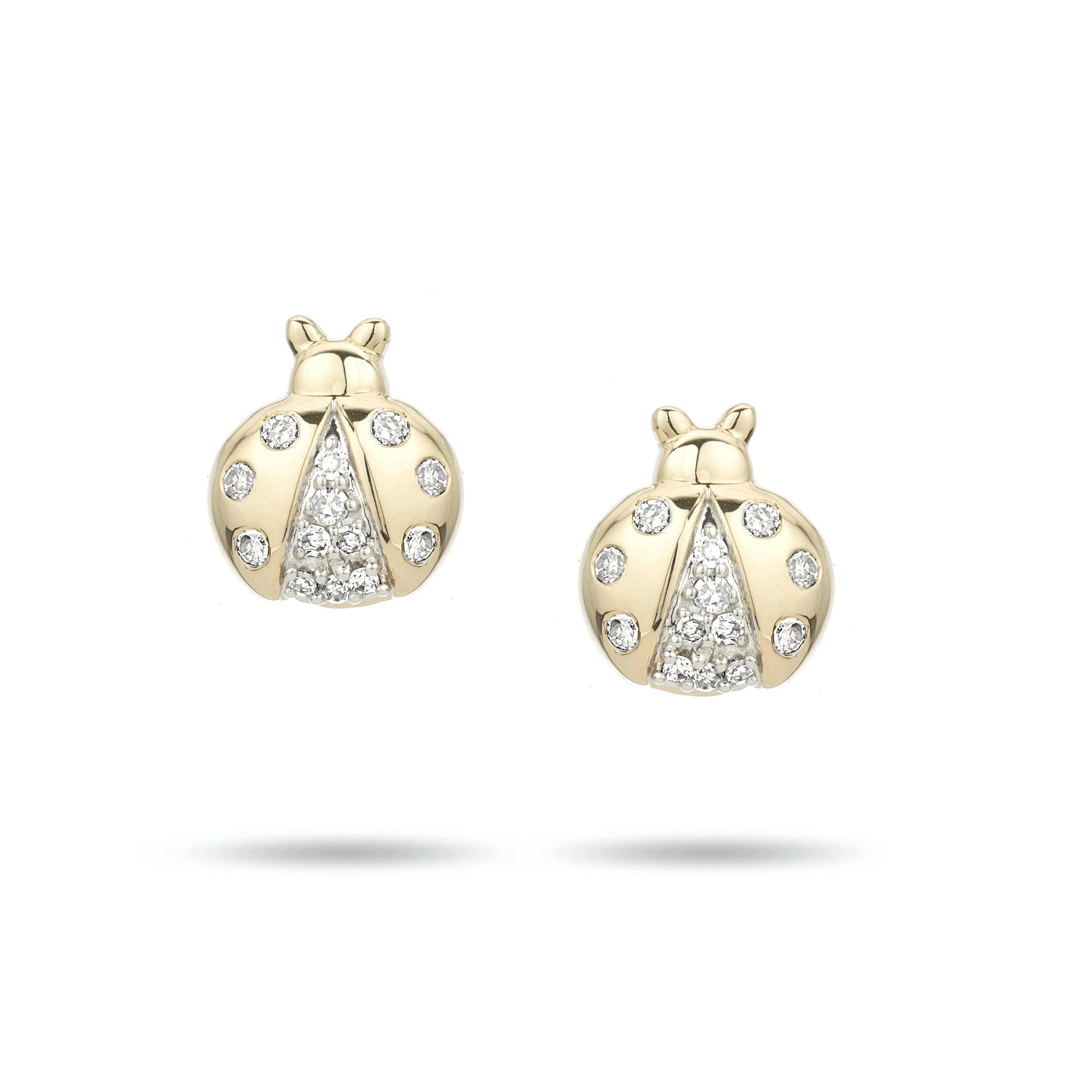 LOZRUNVE 925 Sterling Silver Rhodium Pave CZ Mini Ladybug Post Stud Earring