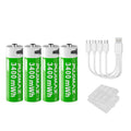 PUJIMAX Hot Selling Battery Set with 4 Pcs AA Rechargeable Batteries 1.5V USB Type C Cable for Electrics Calculators Toys