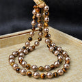 Zooying  Natural Stone Gemstone Tiger Eye Pearl Beaded Necklace Autumn Fall Winter Sweater Necklace for Women and Men